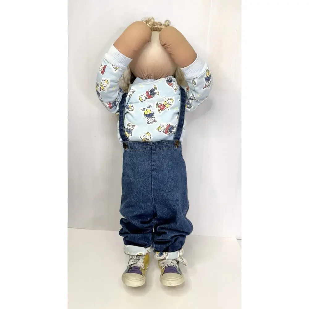 Vintage 90s Time Out Doll Hide and Seek Corner Kid Barney Sneakers Overalls Hat